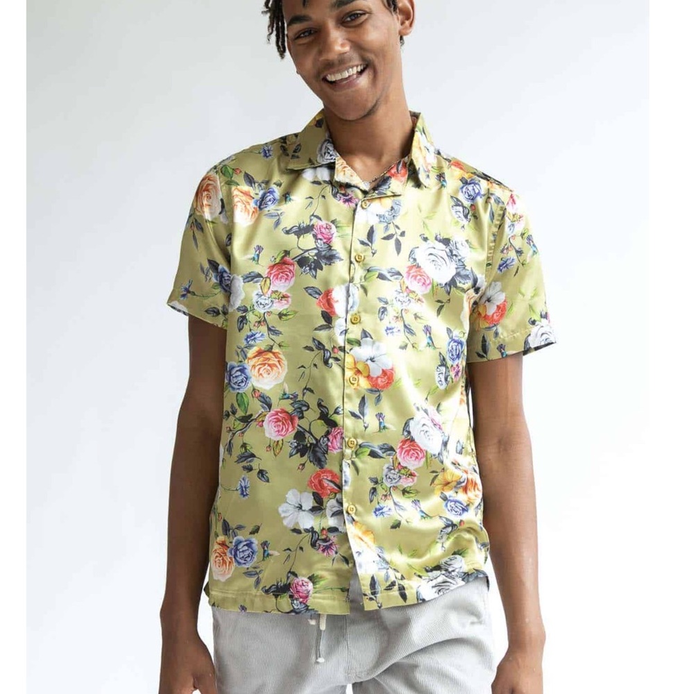 Fresh Prints Silky Rose Garden Camp Button Up Shirt